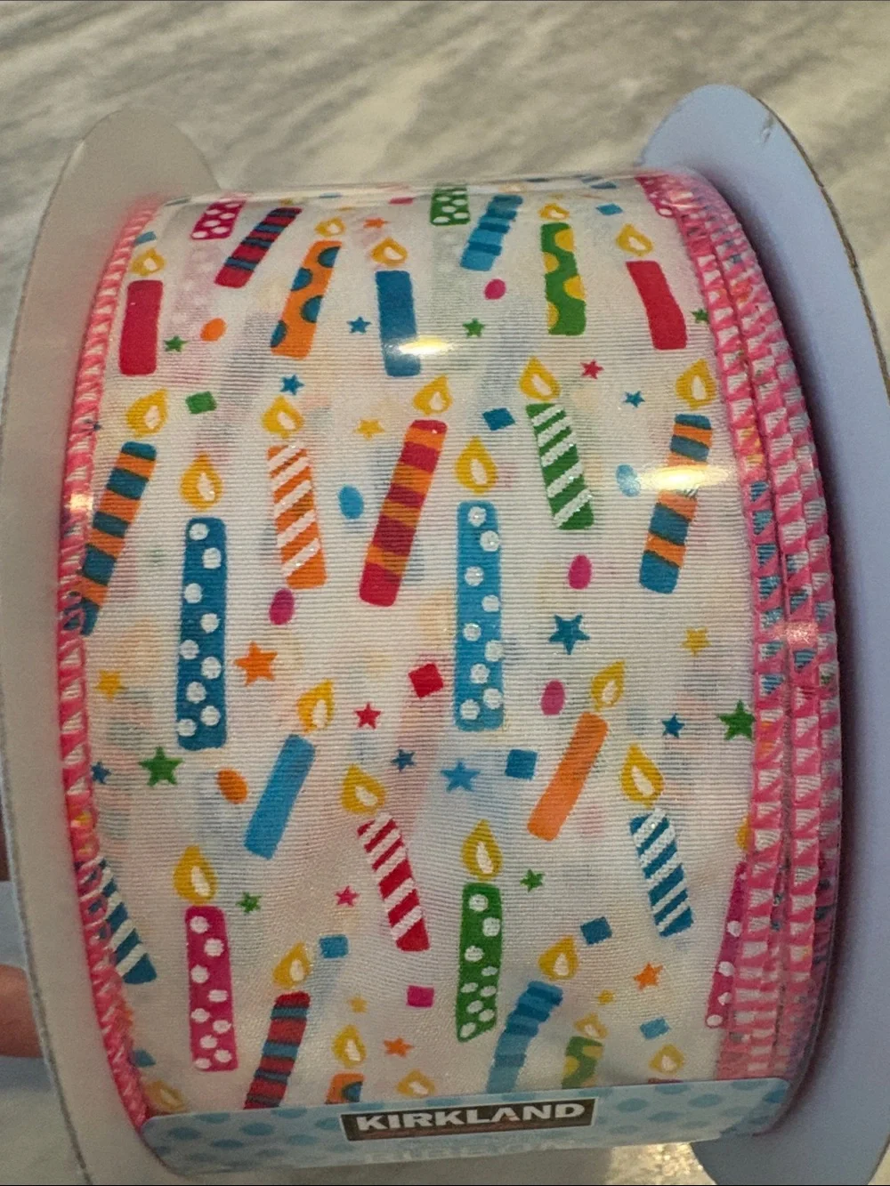 Kirkland Signature Wire-Edged birthday Candle Ribbon - 2.5 inches and 50 yards